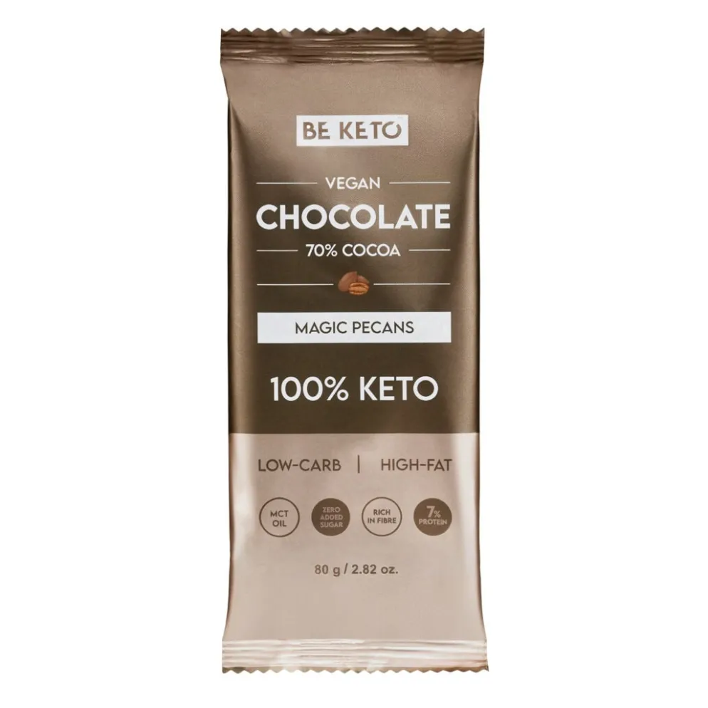 Czekolada Keto Wegańska z Olejem MCT – Orzech Pekan 80g – BeKeto