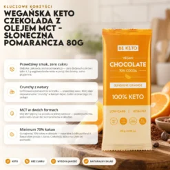 Czekolada Keto Wegańska z Olejem MCT – Słoneczna Pomarańcza 80g – BeKeto