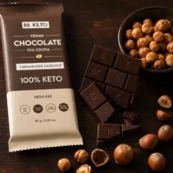 Czekolada Keto Wegańska z Olejem MCT – Karmelizowany Orzech Laskowy 80g – BeKeto