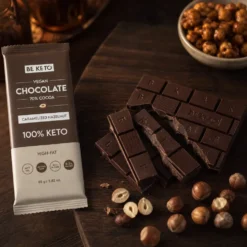 Czekolada Keto Wegańska z Olejem MCT – Karmelizowany Orzech Laskowy Zestaw 10 x 80g – BeKeto