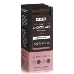 Czekolada Keto Wegańska z Olejem MCT – Ciemna Klasyczna Zestaw 10 x 80g – Beketo