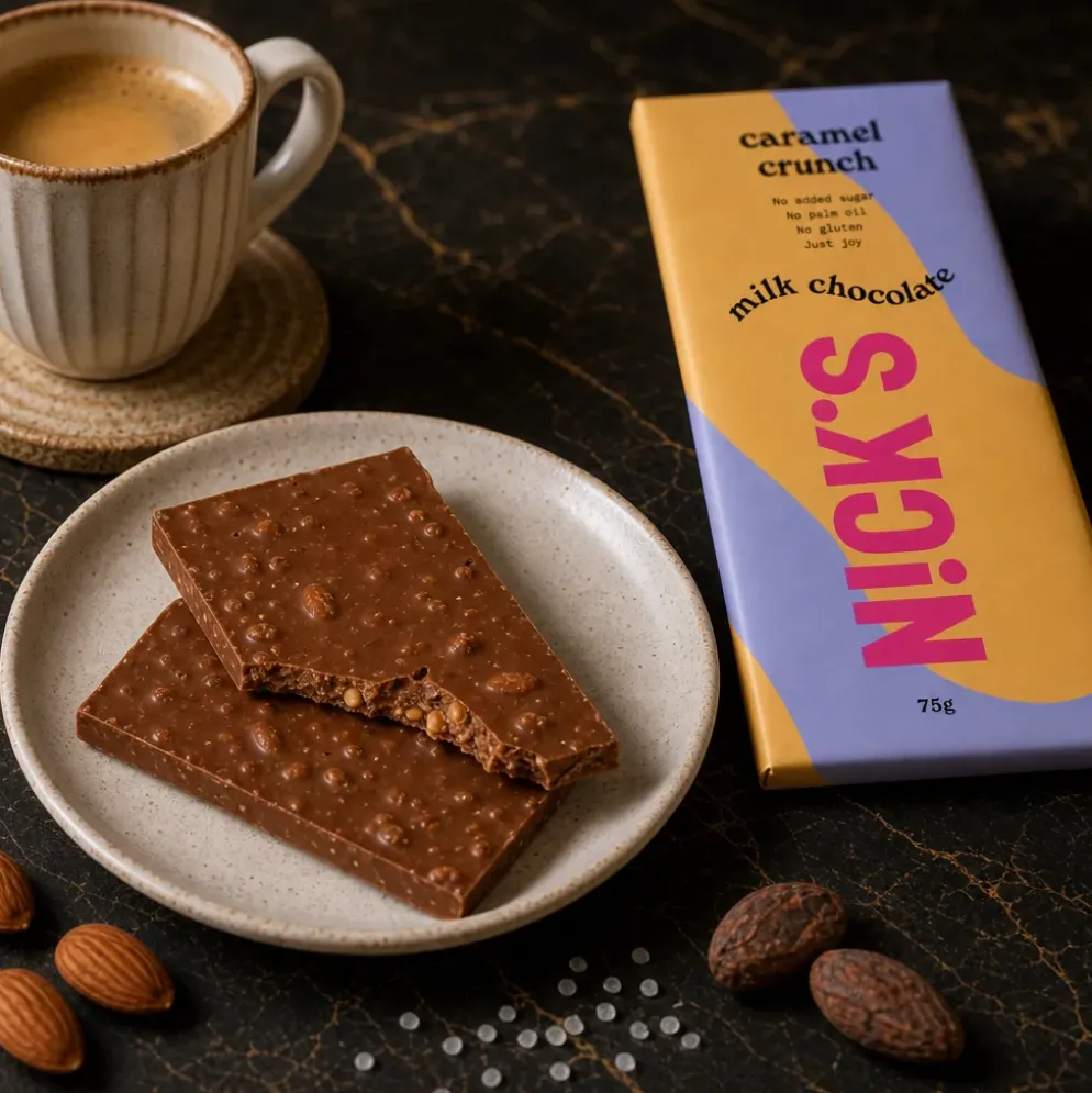 Czekolada Keto z Kawałkami Karmelu i Migdałów 75g – Nick’s