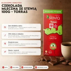 Czekolada mleczna ze stewią 100g – Torras