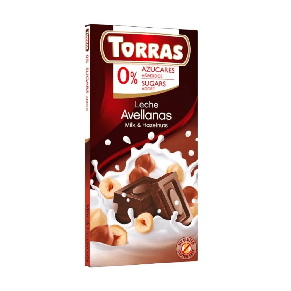 Czekolada mleczna z orzechami bez dodatku cukru 75g – Torras