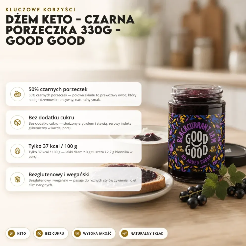 Dżem Keto – Czarna Porzeczka 330g – Good Good