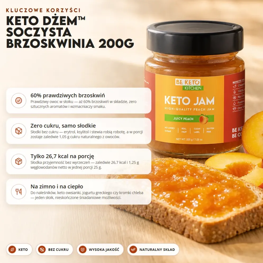 Dżem Keto – Soczysta Brzoskwinia 200g – Beketo