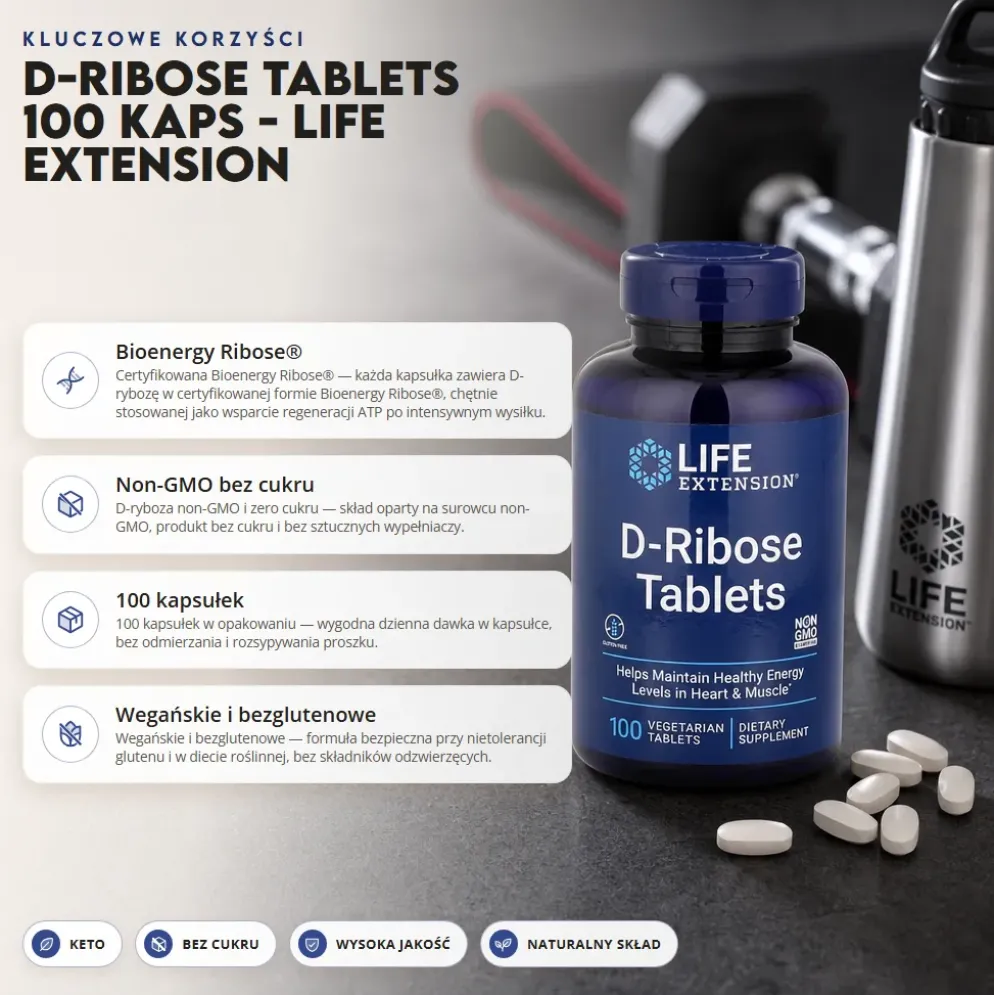 D-Ribose Tablets 100 kaps – Life Extension
