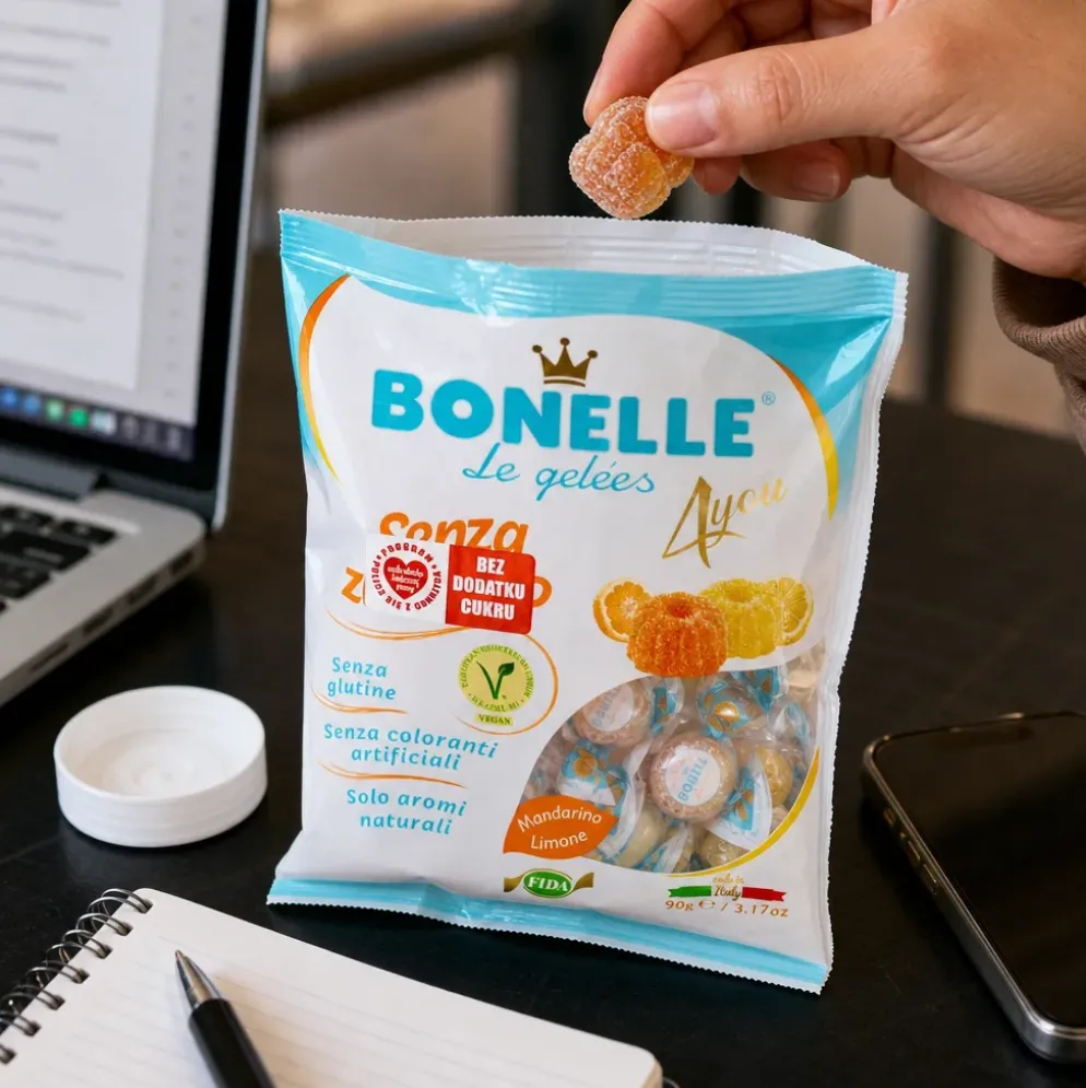 Żelki Bez Cukru – Cytryna i Mandarynki 90g – Bonelle
