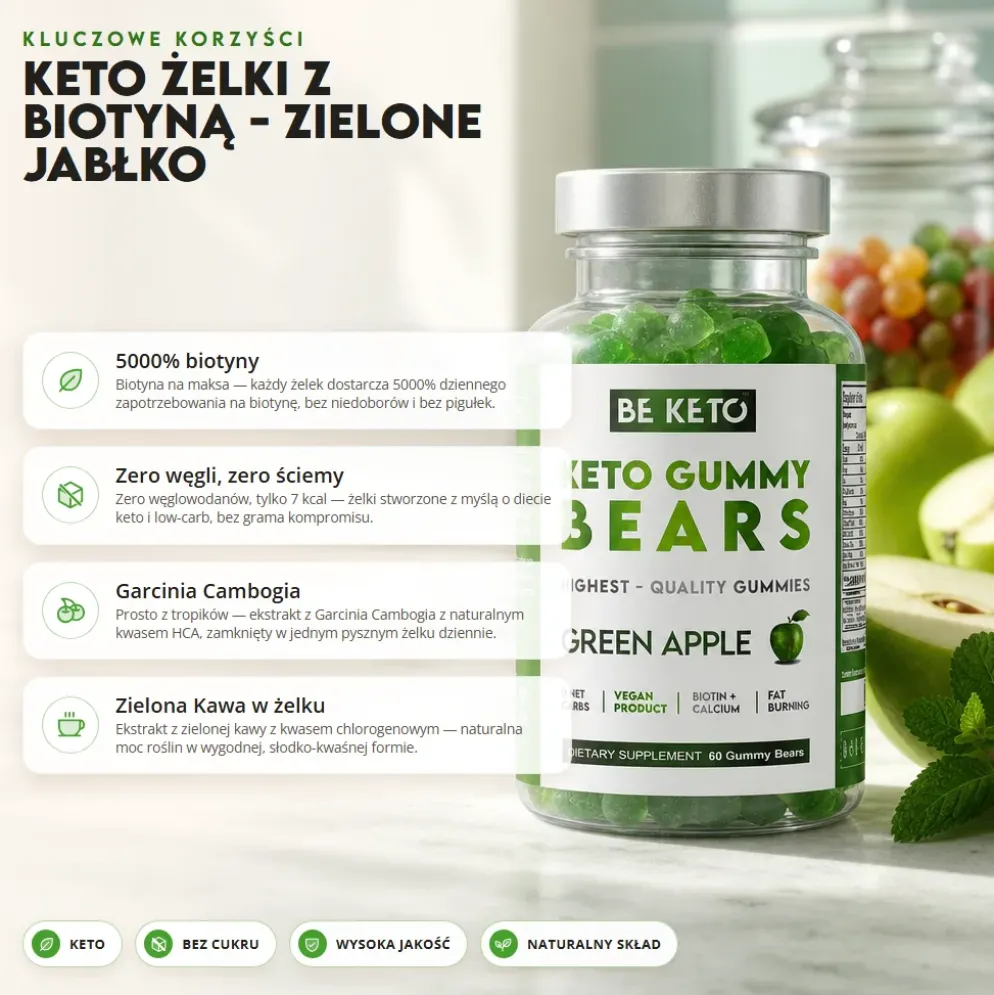 Żelki Keto – Misie Jabłkowe 60g – BeKeto