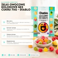 Żelki Owocowe Kolorowe Bez Cukru 75g – Diablo