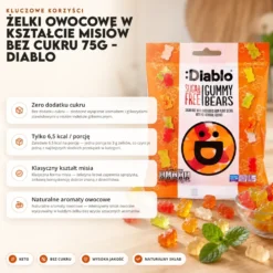 Żelki Owocowe w Kształcie Misiów Bez Cukru 75g – Diablo