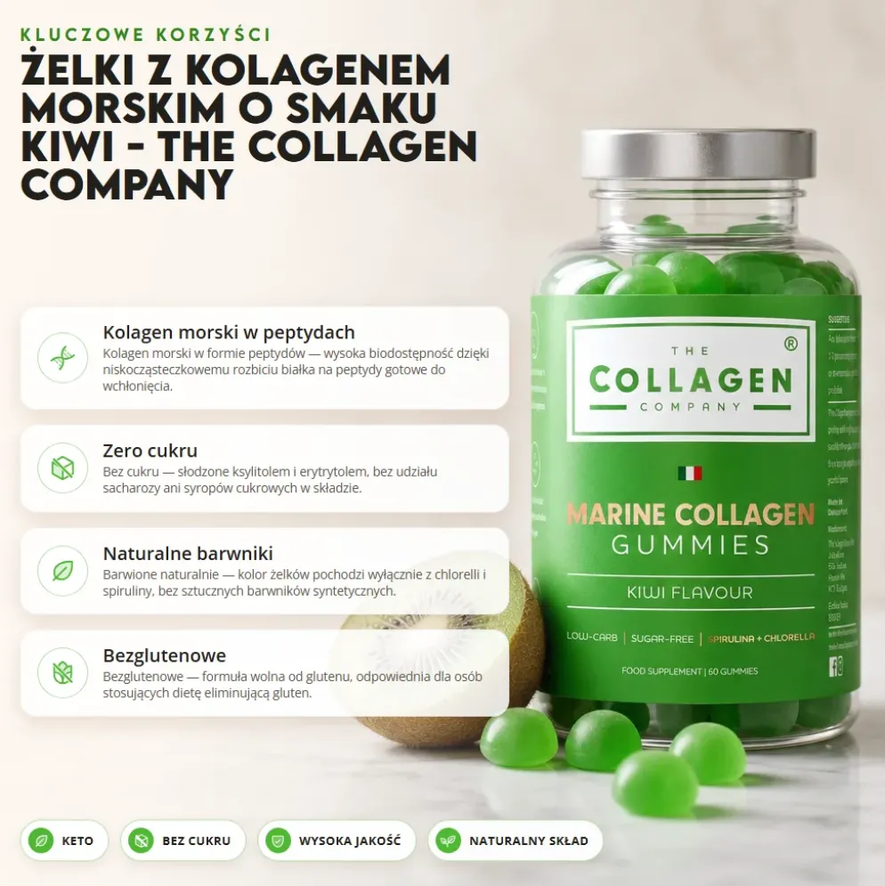 Żelki z Kolagenem Morskim o Smaku Kiwi – The Collagen Company