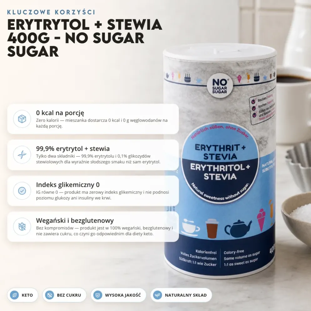 Erytrytol + Stewia 400g – No Sugar Sugar