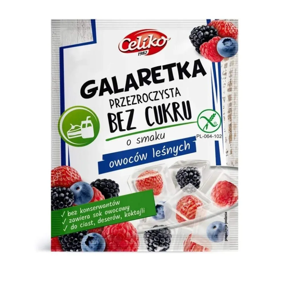 Galaretka Bez Cukru Przezroczysta o Smaku Owoców Leśnych 14g – Celiko