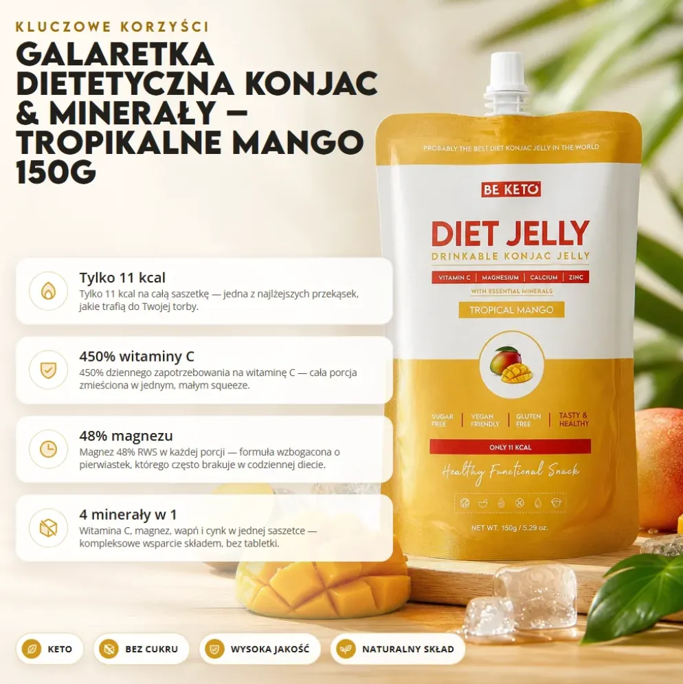 Galaretka Dietetyczna Konjac – Tropikalne Mango 150g – BeKeto