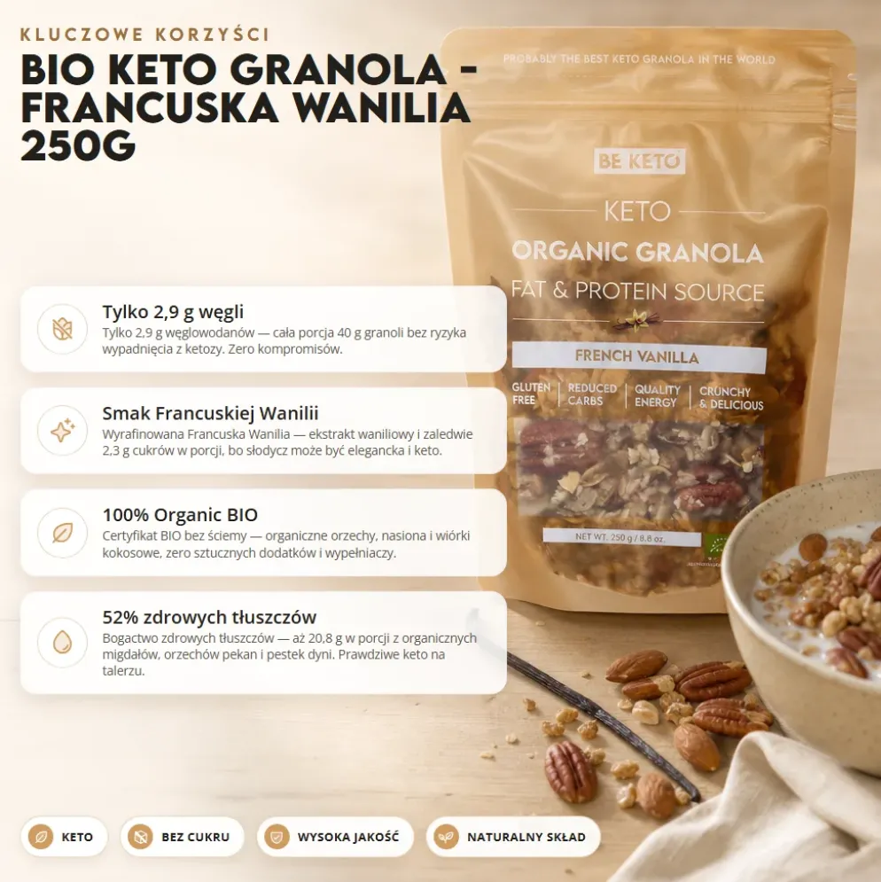 Granola Keto BIO – Francuska Wanilia 250g – Beketo