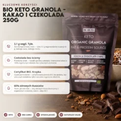 Granola Keto BIO – Kakao i Czekolada 250g – BeKeto