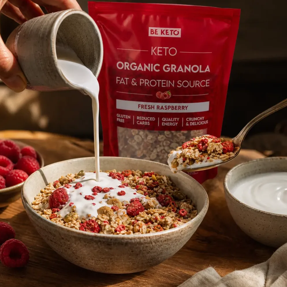 Granola Keto BIO – Świeża Malina 250g – BeKeto