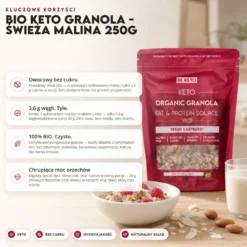 Granola Keto BIO – Świeża Malina 250g – BeKeto