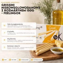Grissini Niskowęglowodanowe z Rozmarynem 150g – FeelingOK