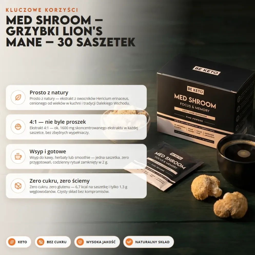 Grzybki Lion’s Mane Med Shroom 30 saszetek – Med Shroom