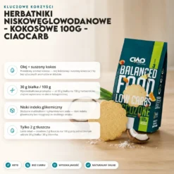 Herbatniki Niskowęglowodanowe – Kokosowe 100g – CiaoCarb