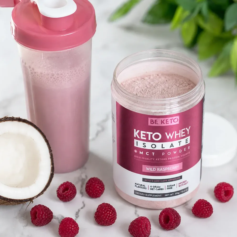 Izolat Białka z Olejem MCT – Dzika Malina 300g – BeKeto