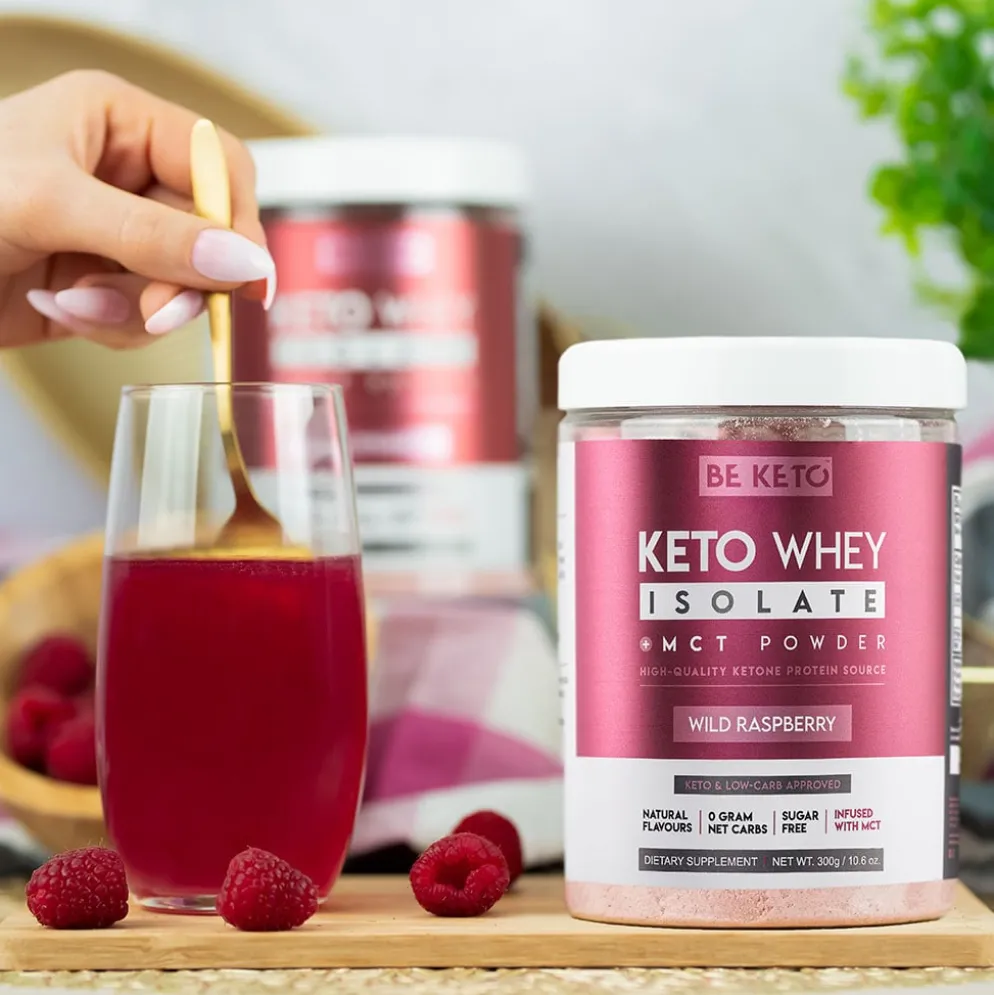 Izolat Białka z Olejem MCT – Dzika Malina 300g – BeKeto