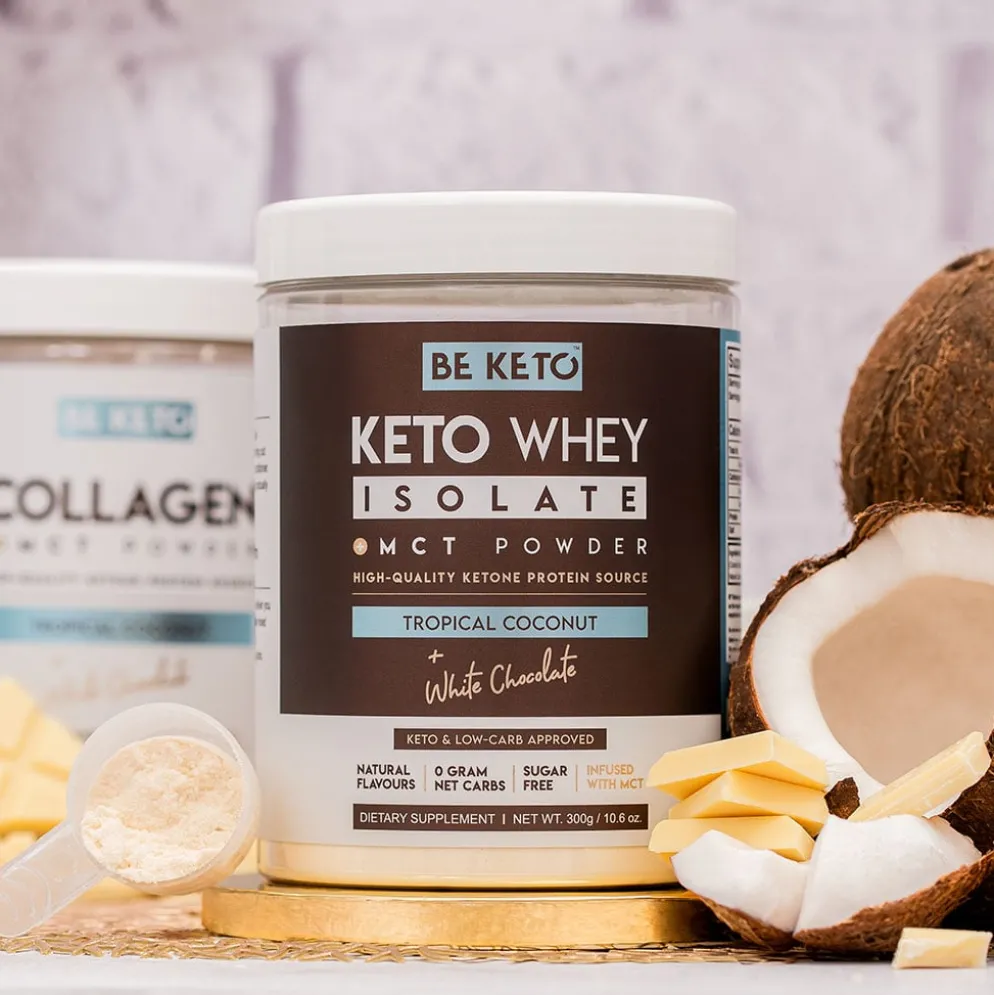 Izolat Białka z Olejem MCT – Kokos + Biała Czekolada 300g – BeKeto