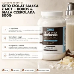 Izolat Białka z Olejem MCT – Kokos & Biała Czekolada 800g – BeKeto
