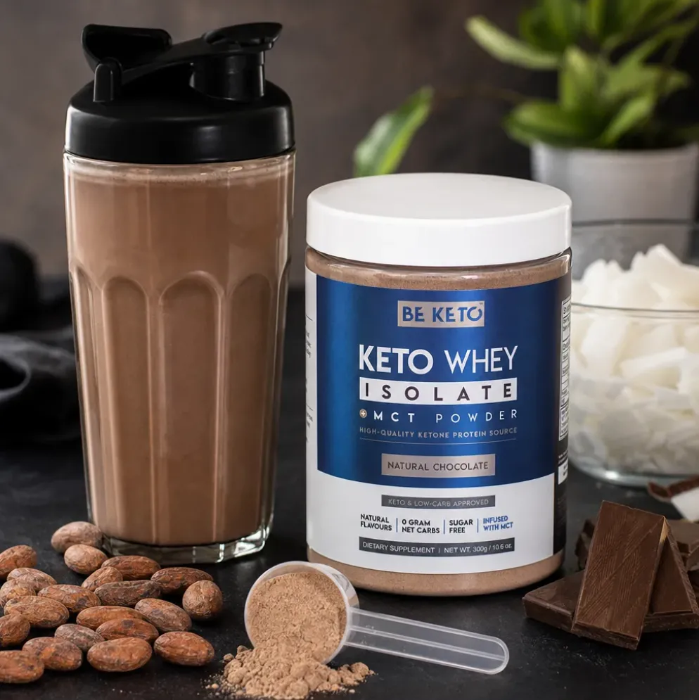 Izolat Białka z Olejem MCT – Naturalna Czekolada 300g – BeKeto