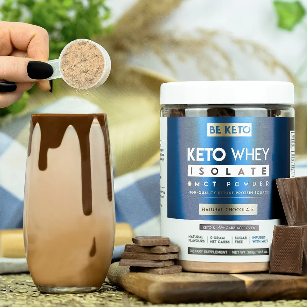 Izolat Białka z Olejem MCT – Naturalna Czekolada 300g – BeKeto