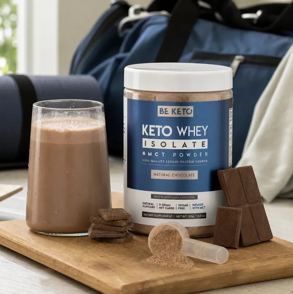 Izolat Białka z Olejem MCT – Naturalna Czekolada 300g – BeKeto