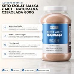 Izolat Białka z Olejem MCT – Naturalna Czekolada 800g – BeKeto