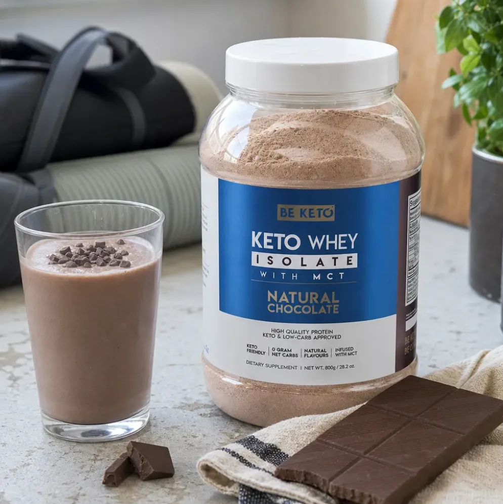 Izolat Białka z Olejem MCT – Naturalna Czekolada 800g – BeKeto