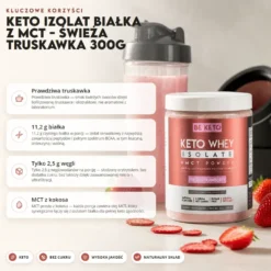 Izolat Białka z Olejem MCT – Świeża Truskawka 300g – BeKeto