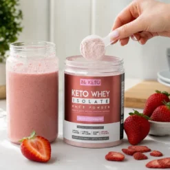 Izolat Białka z Olejem MCT – Świeża Truskawka 300g – BeKeto