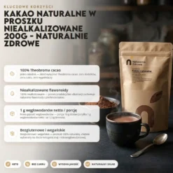 Kakao naturalne w proszku niealkalizowane 200g – Naturalnie Zdrowe