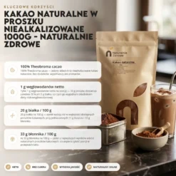 Kakao naturalne w proszku niealkalizowane 1000g – Naturalnie Zdrowe