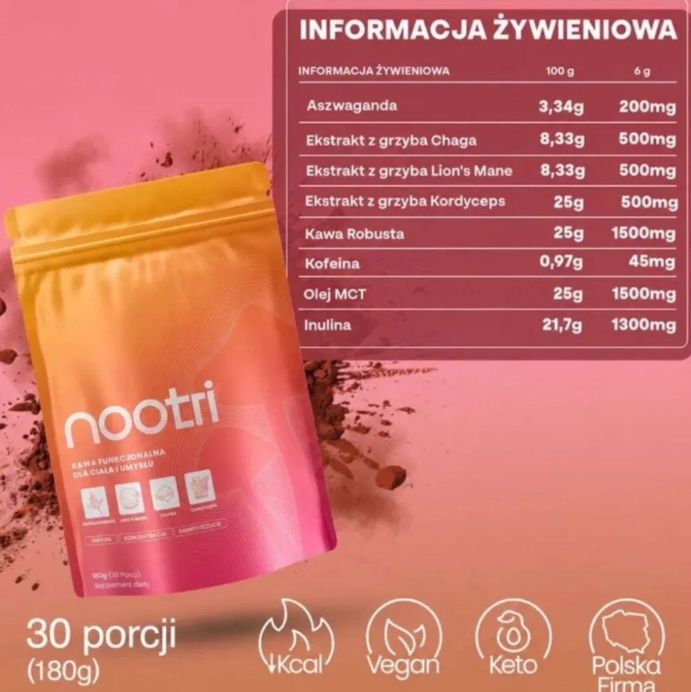 Kawa Funkcjonalna z Grzybami i Adaptogenami 180g (30 porcji) – Nootri