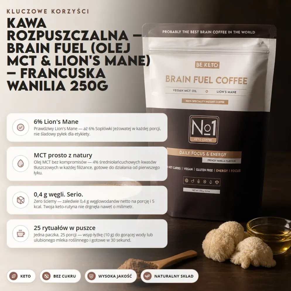 Kawa Rozpuszczalna Brain Fuel – Francuska Wanilia 250g – BeKeto