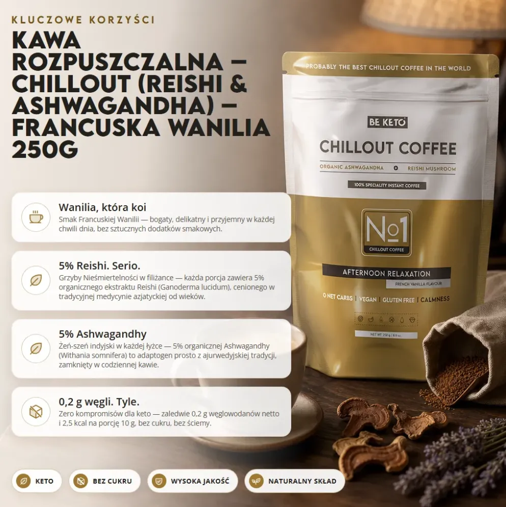 Kawa Rozpuszczalna Chillout – Francuska Wanilia 250g – BeKeto