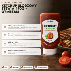 Ketchup Słodzony Stewią 470g – GymBeam