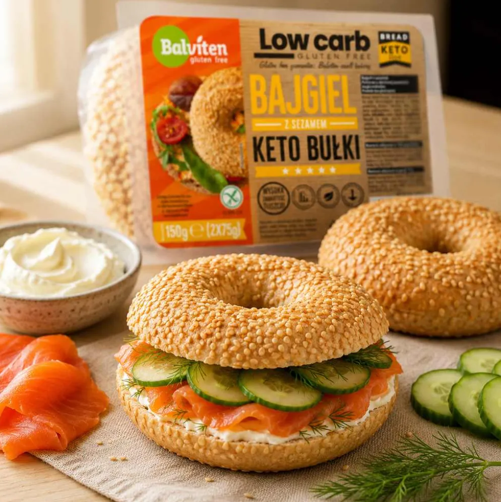 Keto Bajgle z Sezamem Bezglutenowe 2x75g – Balviten