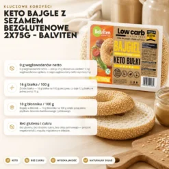 Keto Bajgle z Sezamem Bezglutenowe 2x75g – Balviten