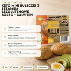 Keto Mini Bułeczki z Sezamem Bezglutenowe 4x25g – Balviten