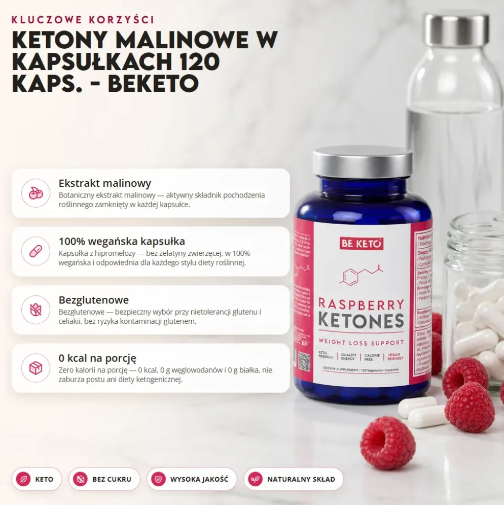 Ketony Malinowe w Kapsułkach 120 kaps. – Beketo