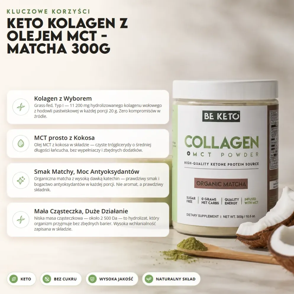 Kolagen z Olejem MCT – Matcha 300g – BeKeto
