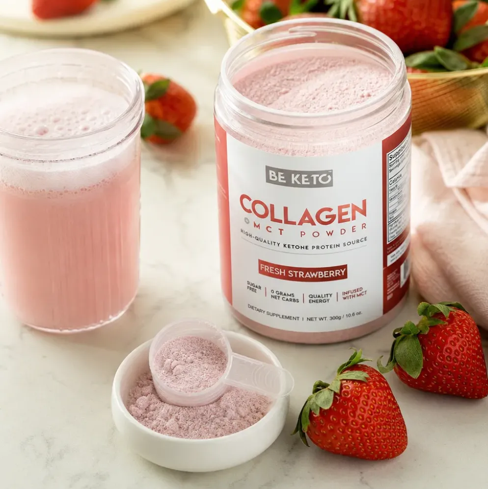 Kolagen z Olejem MCT – Świeża Truskawka 300g – BeKeto
