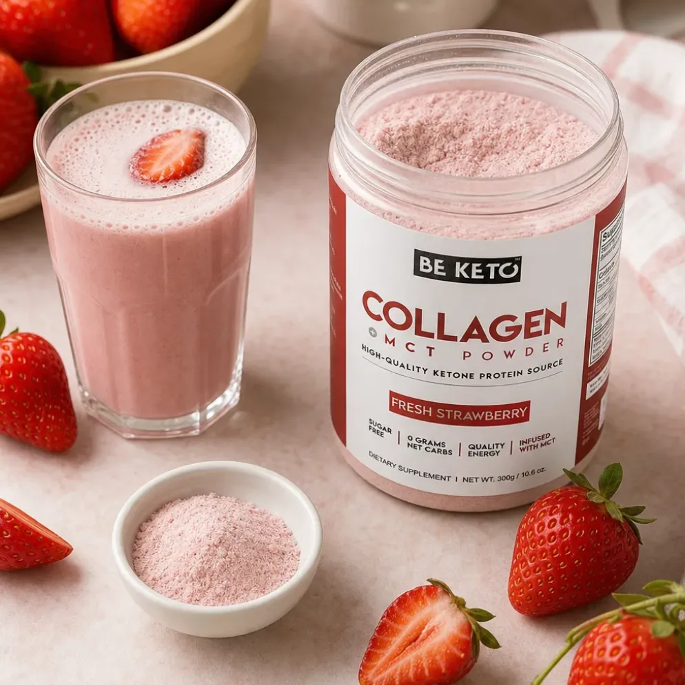 Kolagen z Olejem MCT – Świeża Truskawka 300g – BeKeto